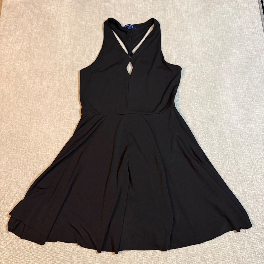 Ocean Drive Clothing Co Black Skater Dress Large Keyhole Halter Neck Fit & Flare